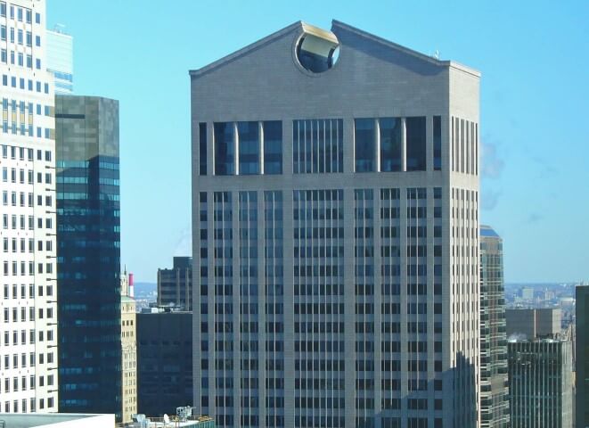 *AT&T Building (1984) de Philip Johnson, considerada el nacimiento de la arquitectura posmoderna en EE. UU.*