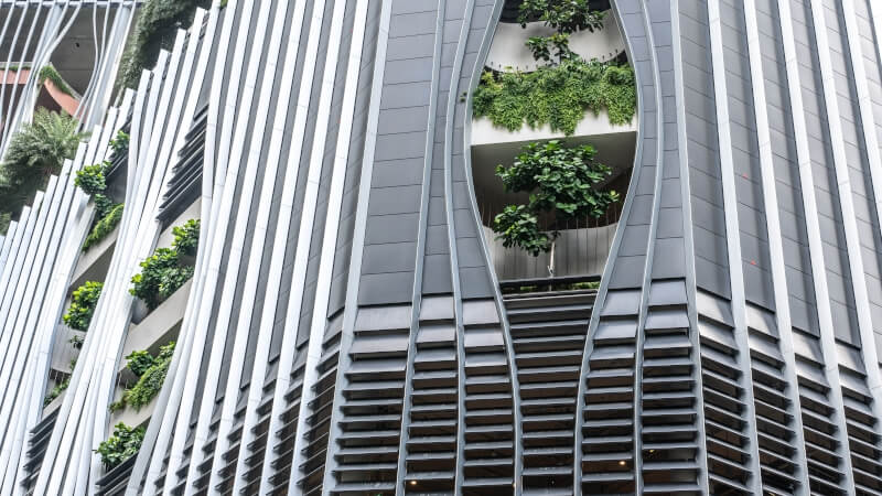 Arquitectura contemporánea en rascacielos de Singapur.