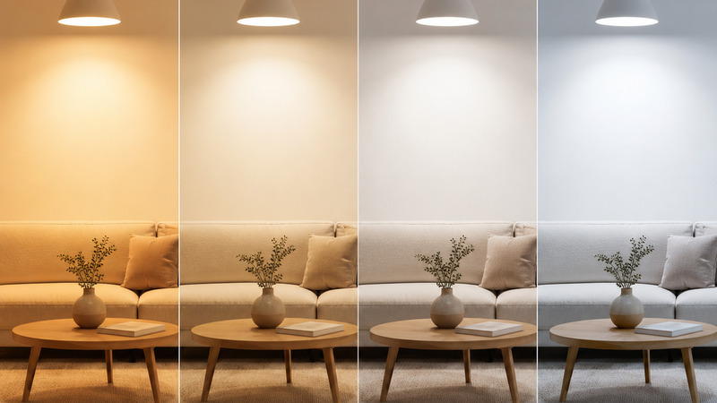 Ejemplos de c&oacute;mo la cantidad y la calidad de las luces afectan la iluminaci&oacute;n de un espacio interior.