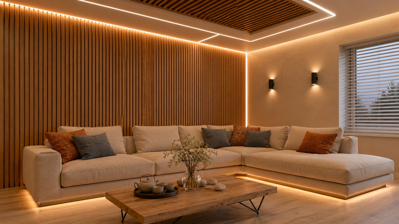 Iluminación interior en un diseño de interiores.
