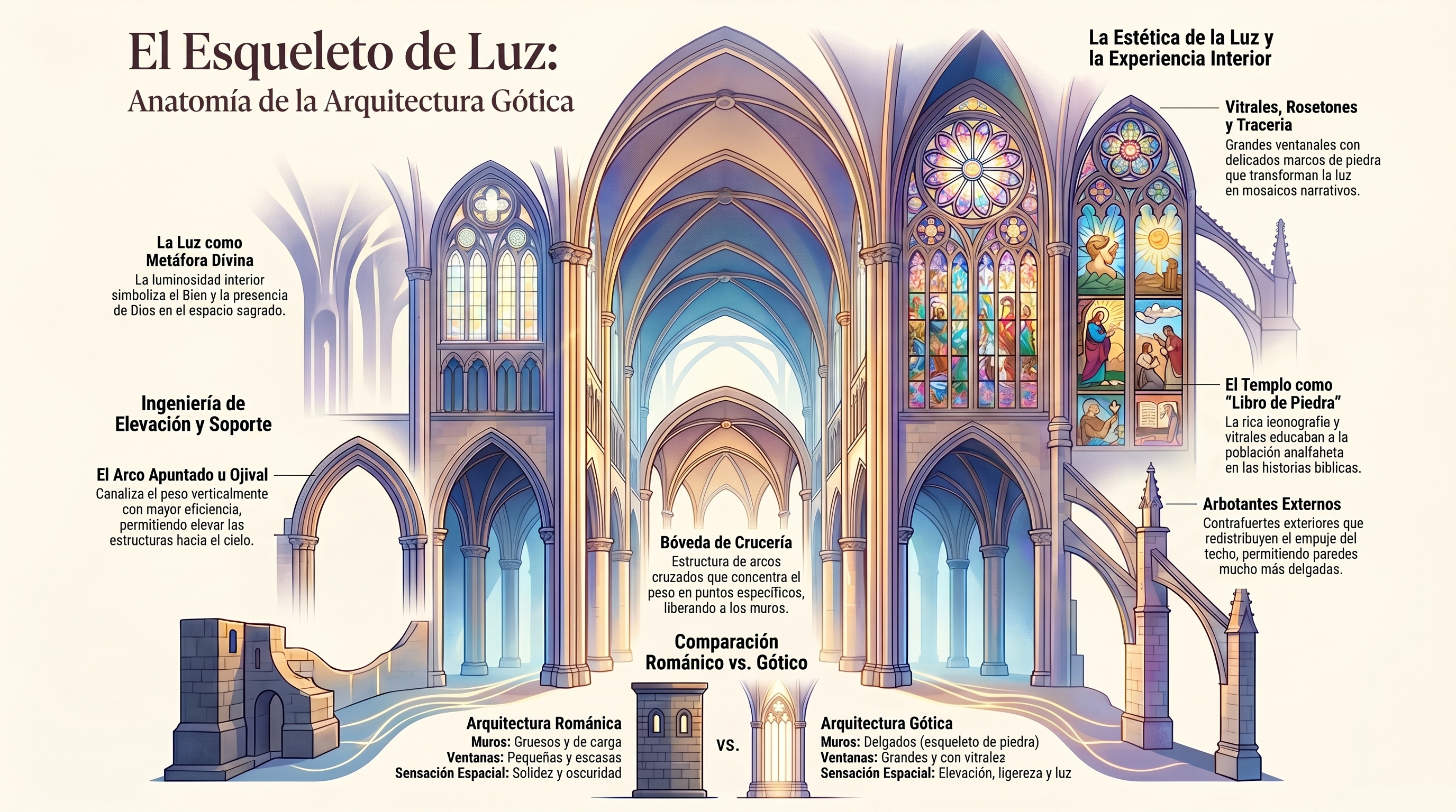 Infografía con características de la arquitectura gótica