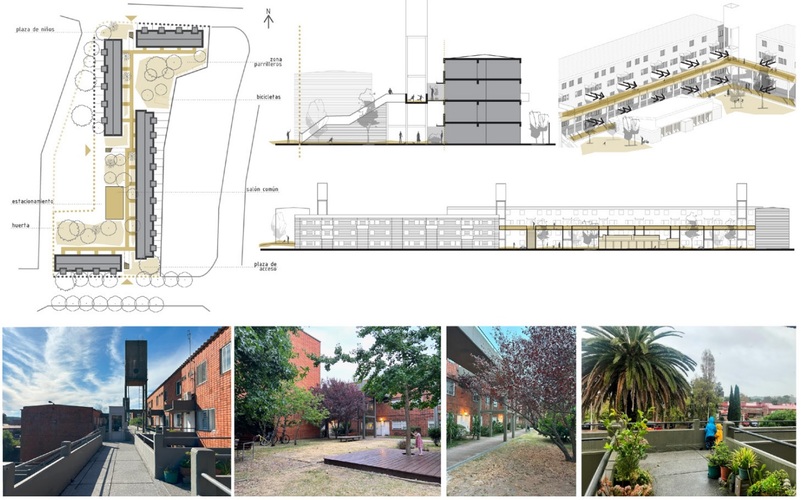 *AFAF 3: planta, esquema circulatorio, alzados y fotograf&iacute;as de espacios verdes, parrilleros, zonas de juegos y plataformas / VLC arquitectura, 2025 / CC BY-NC 4.0*