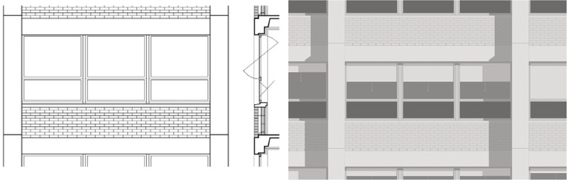 *Secci&oacute;n constructiva y detalle de fachada del Promontory, Mies van der Rohe, 1946-1949. Reconstrucciones digitales realizadas por el autor / Anales de Investigaci&oacute;n en Arquitectura | Vol. 16 No. 1 enero-junio 2026*