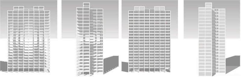 *Estructura del Promontory, Mies van der Rohe, 1946-1949. Fuente: Reconstrucci&oacute;n digital 3d realizada por el autor. Fachadas del Promontory, Mies van der Rohe, 1946-1949. Fuente: Reconstrucci&oacute;n digital 3d realizada por el autor / Anales de Investigaci&oacute;n en Arquitectura | Vol. 16 No. 1 enero-junio 2026*