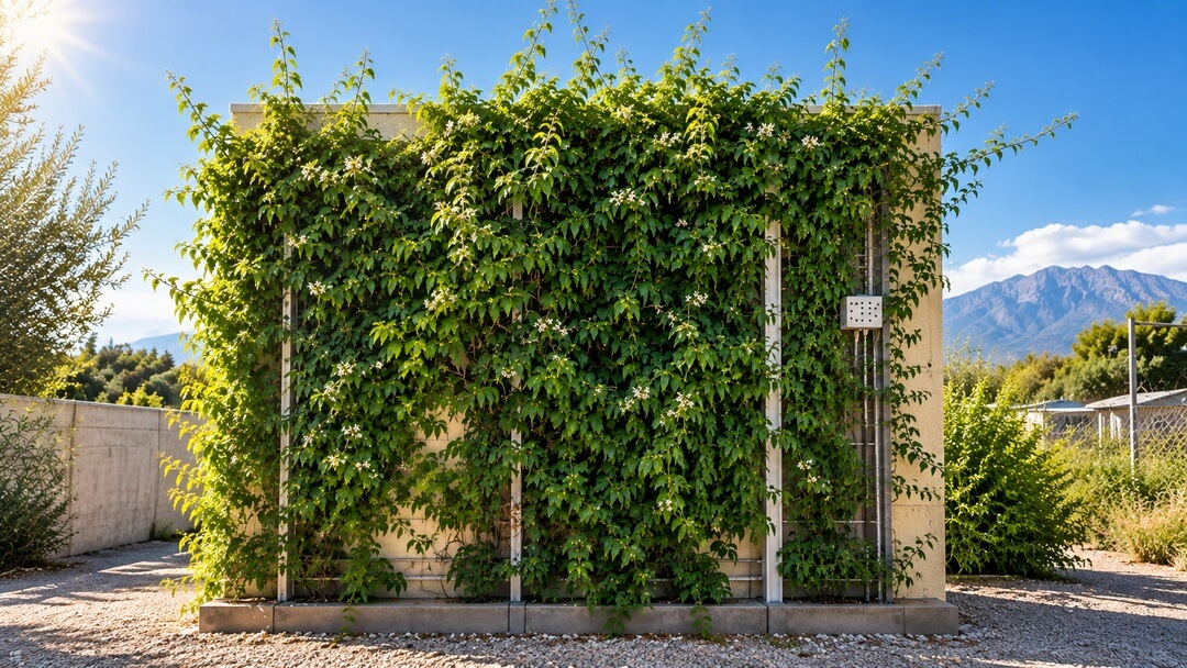 Pared con fachada verde