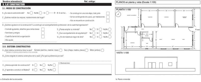 *Encuesta socio-habitacional y plano de una vivienda relevada, dos de los instrumentos utilizados para registrar su situaci&oacute;n y formular primeras aproximaciones de mejora*